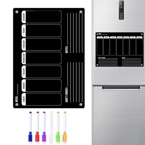 Weekly Planner Wipe Clean, Acrylic Fridge Calendar, Magnetic Weekly Meal Planner, Notepad for Important Reminders for Home Offices (Set 2.) - Image 8