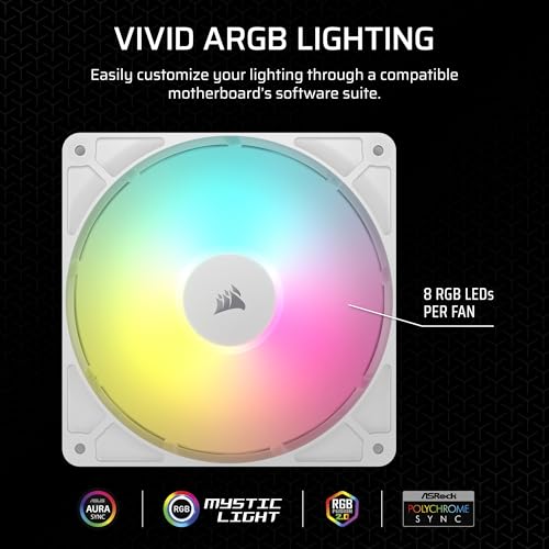 Image of CORSAIR RS140 ARGB 140mm PWM Fan - Daisy-Chain Connection - Low-Noise - Magnetic Dome Bearing - Single Pack - White
