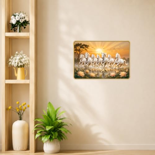 Image of 7 Running Horses Vastu Photo Frame, 8x12 Inch