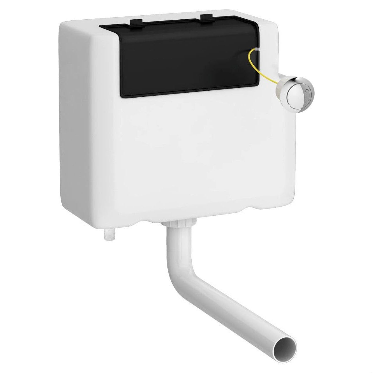 Balterley White Concealed Cistern With Dual Flush, Water Saving Bottom Inlet Concealed Toilet Cistern & Round Flush Plate For Back To Wall & Wall Hung Toilets - 340X142x296mm (Chrome/White)