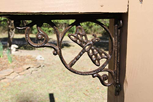 Southern Metal 1 Dragonfly Mailbox Post Accent Brackets, Cast Iron 9 inch, (Mailbox & Post not Included) - B-10