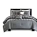 Intelligent Design Daryl 5 Piece Plaid Print All Seasons Comforter Set, King/Cal King, Grey - Ultra Soft Microfiber Teen Bedding