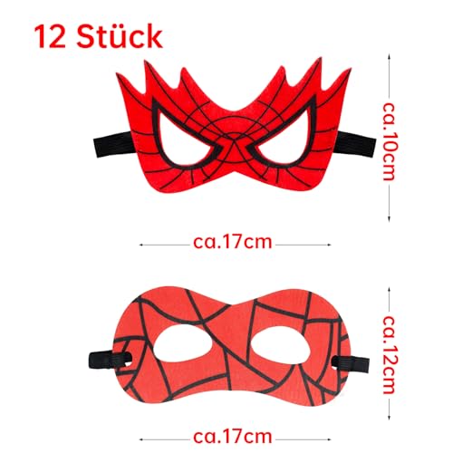 GOACRS Party Maske Set, 12 Stück Cartoon-Spinne Cosplay Filzmasken, Maskenball Halbmaske für Karneval Fasching Halloween Kostüme, Mitgebsel für Kindergeburtstag oder Gastgeschenke für Jungen Mädchen