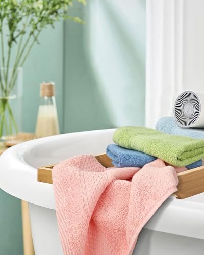 Cleanbear Pure Cotton Wash Cloths Face Cloths, 6 Colors per Set, 13 x 13 Inches (Light Blue, Jade Green, Light Green, Grey, Light Grey, Pink)