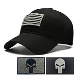 YUSENGMOO Casquette de baseball noire drapeau des États-Unis avec applique brodée pour sports de plein air, course à pied/pêche, chapeau + patch, 10, L