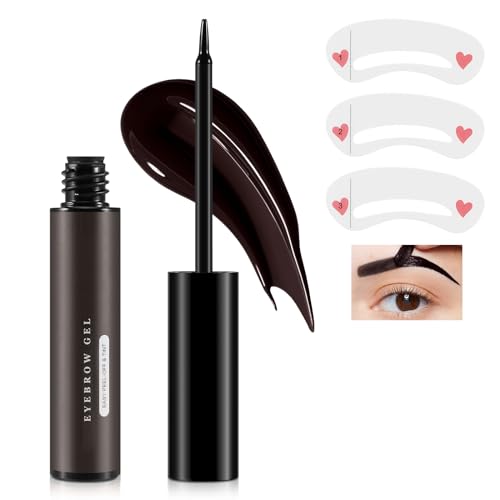 Boobeen Gel de Cejas Impermeable Peel Off Kit de Gel para Cejas, Color Natural Semi-Permanente, Crema para Colorear Cejas con 3 Plantillas para Cejas para Principiantes
