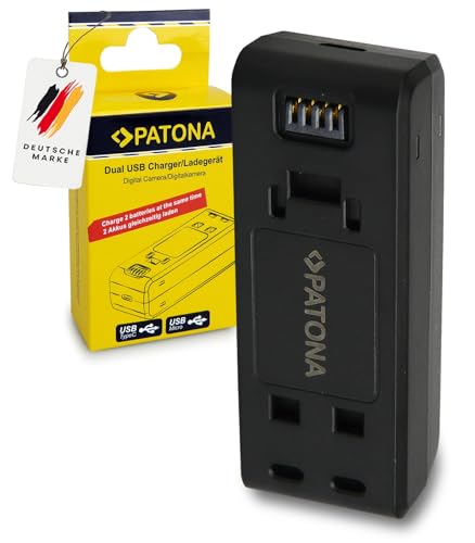 PATONA Dual Ladegerät Micro-USB & USB-C Input für Insta360 ONE R & ONE RS Kompatibel mit Insta IS360RB Akku Mikrocontroller-gesteuert Überhitzungs- und Überladeschutz