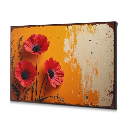 Toile pour salle de bain anti-morosité à fleurs rouges 40x60
