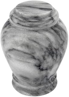 Wave Gray Marble Extra Small Urn, Stone Urn for Cremation Ash, 5.5 Inches Tall