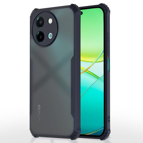 Image of Pikkme Vivo Y38 5G Back Cover | Crystal Clear Transparent Back | Ultra Hyrbid | Full Camera Protection | Raised Edge | Bumper Back Case (Blue)