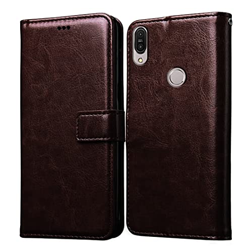 Image of Flip Cover Compatible with Asus Zenfone Max Pro M1 | Premium Leather Finish | Inbuilt Pockets & Stand | Flip Cover Back Case for Asus Zenfone Max Pro M1 (Coffee)