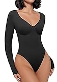 Avidlove Women's Bodysuit Long Sleeve Body Suits Seamed Cup Double Lined Sexy Top Going Out （Black M）