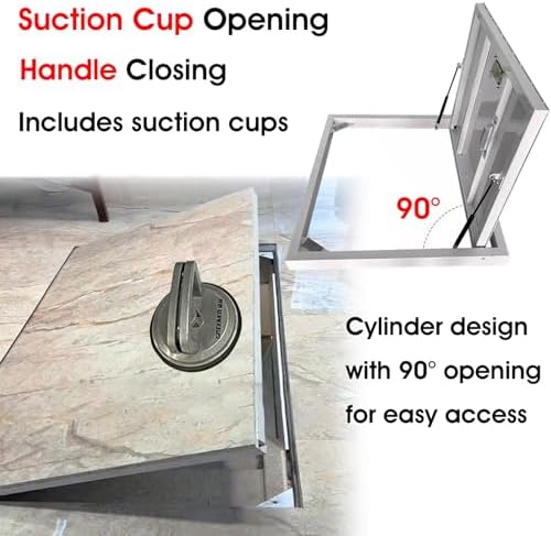 Hidden Wine Cellar Door - Heavy-Duty Steel Recessed Floor Access Hatch for Basement & Crawl Space, Includes Suction Cup Opener for Easy Entry and Secure Storage