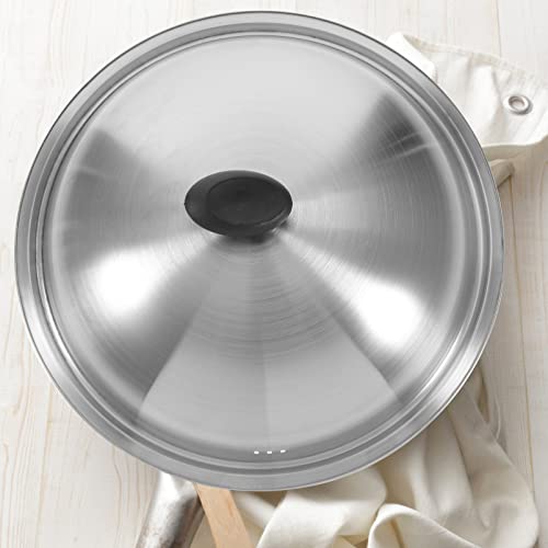 Hemoton Universal Pans Cover Stainless Steel Pot Lid Round Wok Pan Lid Cheese Melting Dome Metal Flat Wok Cover Thicken Pot Cover Protector For Kitchen Fry Pan Cookware #TOP7