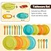 Buyger Kids Kitchen Accessories and Tea Set for Kids, Toddler Play Kitchen Toy Dish Plates Utensils Dinnerware Set Pretend Role Play Gifts for Ages 3-5 3 4 5 Years Olds Kids Children Boys Girls