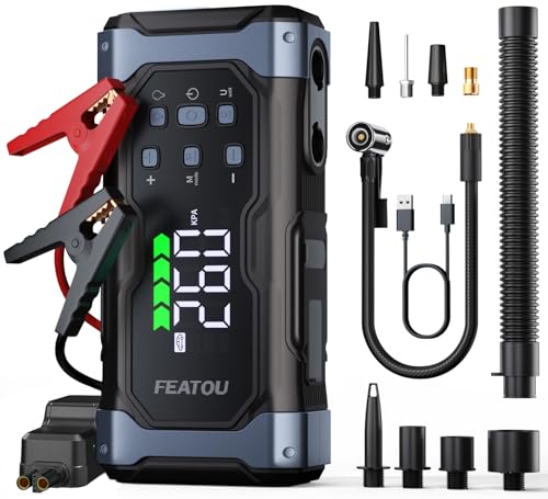7000A Starthilfe Powerbank für PKW & LKW mit 150PSI Kompressor - 12V Auto Batterie Booster, Car...