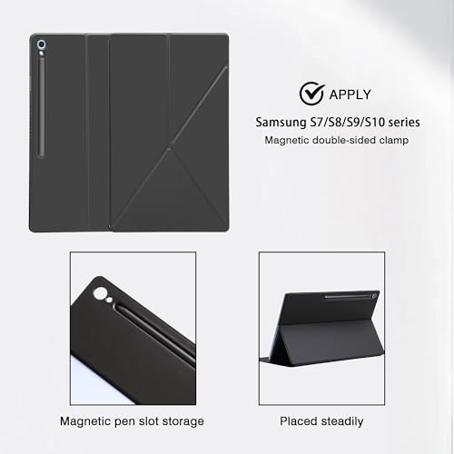 Image of Magnetic Case for Samsung Galaxy Tab S10 FE Plus /S10 FE+ 13.1 Inch (2025) - Model SM-X626 /SM-X620 Tablet with S-Pen Holder, Auto Wake /Sleep Smart Tablet Cover, Grey