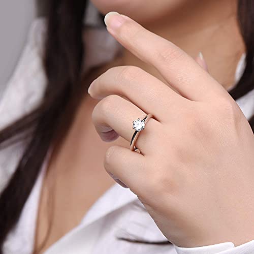 3.5 Carat Cubic Zirconia Rings for Women - 925 Sterling Silver Engagement Rings for Women, Round Cut Solitaire Engagement Ring, Wedding Bands for Her Size 5-93