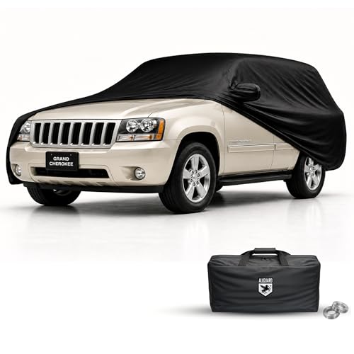 Image of Scratch Resistant Indoor SUV Cover with Warranty Compatible with Jeep 2021 Grand Cherokee - Black Satin Ultra Soft Material SUV Cover SUV Accessories