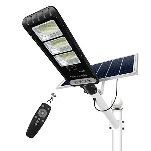300W Solar Street Flood Light Outdoor, NIORSUN LED Security Light Motion Sensor Dusk to Dawn IP67 Waterproof with Remote Control for Garden, Basketball Court, Garage, Parking Lot