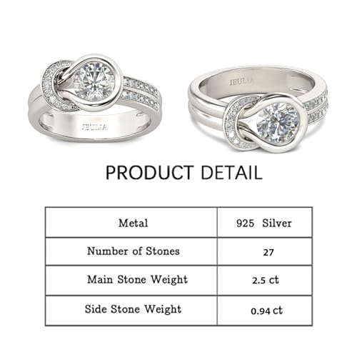 Jeulia Engagement Rings Sterling Silver Knot Round Cut Infinity Statement Promise Wedding Band unique halo crystal Anniversary Bridal Classic birthstones Ring Set With Gift Jewelry Box2