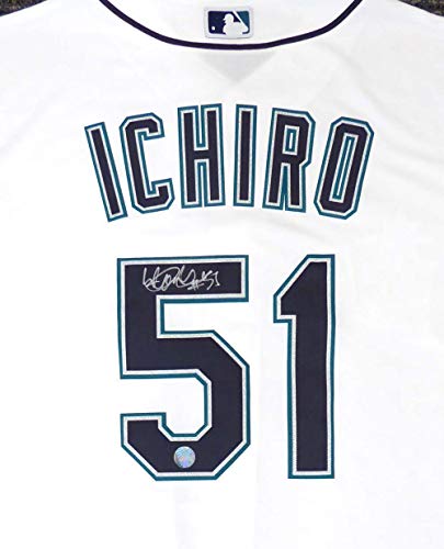 Seattle Mariners Ichiro Suzuki Autographed White Majestic Cool Base Jersey #51  Size L IS Holo Stock #148634