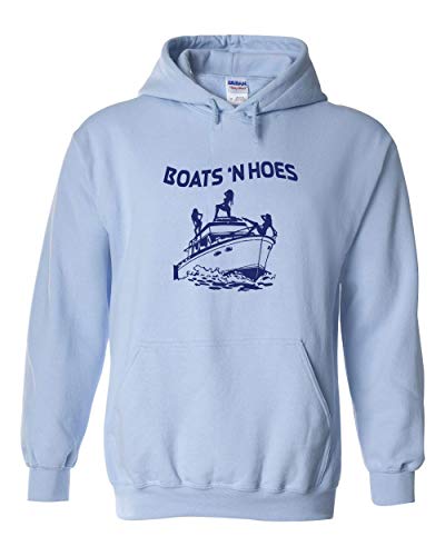 Swaffy Tees 232 Boats â€™n Hoes Funny Hooded Sweatshirt Light Blue