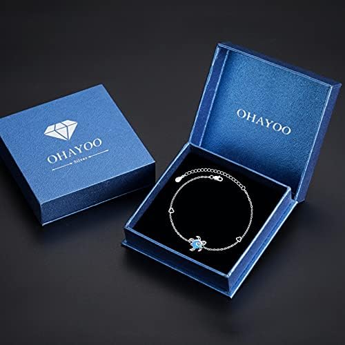 Opal Turtle Bracelet Women's 925 Silver Adjustable Turtle Bracelet Turtle Opal Jewellery Birthday Gifts for Women Girls Girlfriend
