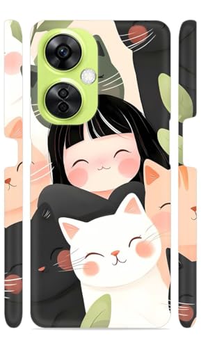 Image of Cute Girl with Kitties Designer Printed Hard Back Cover for Oneplus Nord CE 3 Lite 5G Attractive and Uniquely Crafted Smartphone Case
