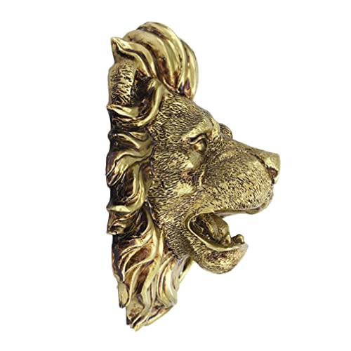 Happyyami Realistic Resin Lion Head Outdoor Wall Hanging Fountain Sprayer Garden Hose Sprayer for Pond Decor