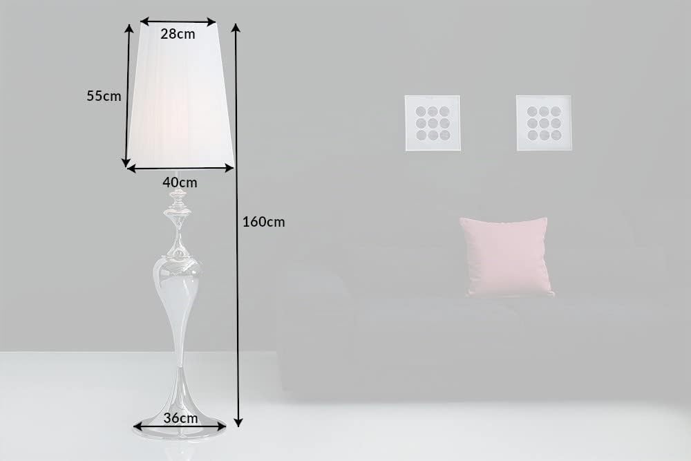 Edle Lampe Design Stehleuchte LUCIE Leuchte weiß 160cm Stehlampe Metall Lampenschirm Weiß Textilschirm