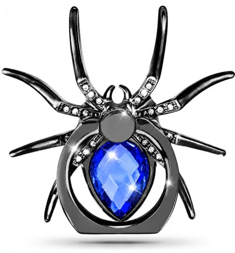 Image of Mizi Spider Phone Ring Holder Stand, 360 Rotating & 180 Flip Finger Grip Kickstand with 3M Adhesive, Zinc Alloy Rhinestone Phone Ring Holder for iPhone, Samsung & All Smartphones - Blue