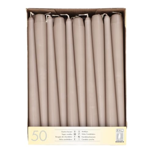 Bougies coniques greige Papstar anti-coulures pour chandeliers de table