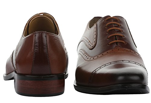 Image of LIBERTYZENO Mens Burnished Toe Genuine Leather Adults Lace Up Oxford Dress Shoes for Easter Gift