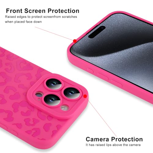 Image of ZIYE for iPhone 15 Pro Case Hot Pink Leopard Pattern Phone Case