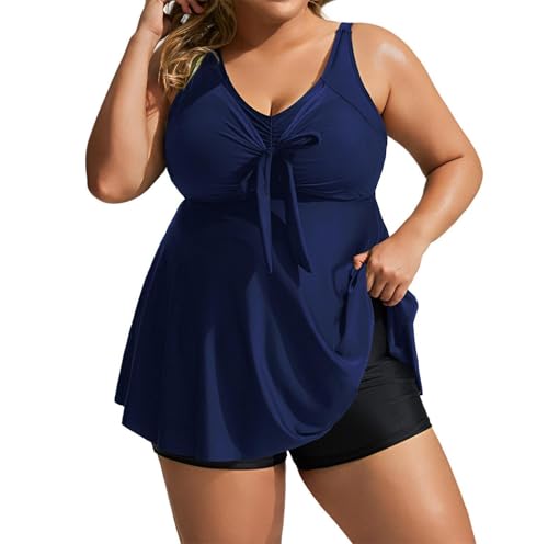 Hanna Nikole Damen Tankini Set V-Ausschnitt mit hoher Taille Badeanzug mit Shorts für 2025 Sommer