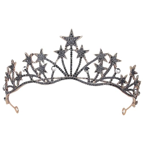SOLUSTRE Tiara Estrella de Aleación Negra para Mujer, Cómoda y Elegante, Adecuado para Bodas y Fiestas de Carnaval, Accesorio Nupcial Que Combina Cualquier Vestido
