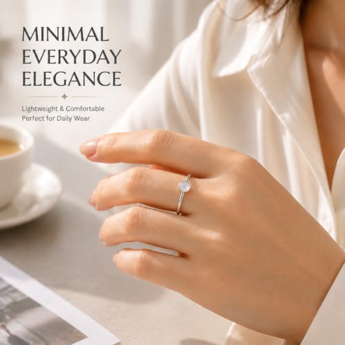 Natural White Agate Ring for Women 925 Sterling Silver Adjustable Open Ring - image 2