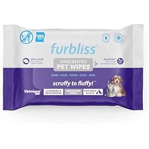 Vetnique Furbliss Hygienic Dog Grooming Wipes Cleansing Grooming & Deodorizing Hypoallergenic Pet Wipes with Natural Deodorizer 100ct Unscented