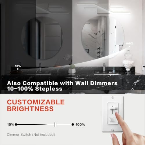 Image of SOLFART Bathroom Light Fixtures Brushed Nickel 24 Inch Dimmable Vanity Lights Modern Led Lights for Bathroom