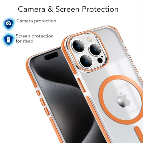 Image of MINTZZ ️ for iPhone 14 Pro Case, Compatible with MagSafe, Military-Grade Protection, Yellowing Resistant, Scratch-Resistant TPU Back, Magnetic Phone Case (Orange, iPhone 14 Pro)