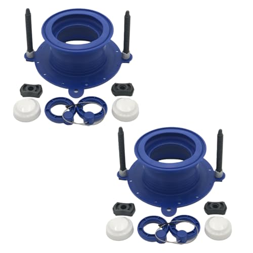 One N Done Toilet Flange Repair Kit – Complete Toilet Wax Ring Replacement Kit – Durable Waxless Toilet Ring – Includes Toilet Bolts, Toilet Bowl Caps, and Toilet Flange Extension Kit (2 Pack)