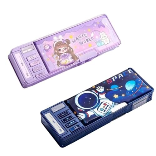 Image of Invite Enterprise Multifunctional Password Lock Pencil Box for Girls, Compass Box for Boys【Space + Magic World-Combo】【Password Lock】