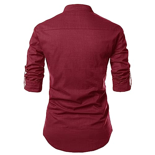Image of Men's Full Sleeve Beige Color Cotton Blend Spread Slim Fit Shirt Style Kurta for Men and Boys