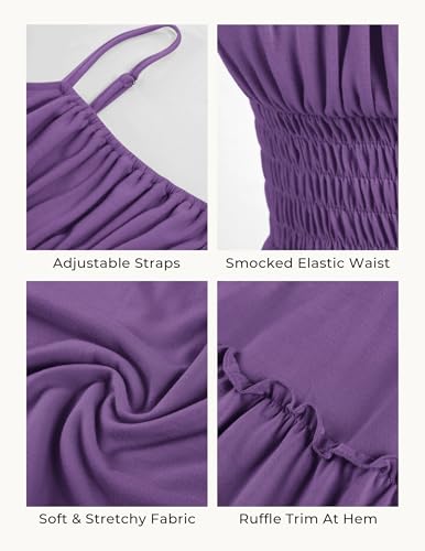 Image of GRACE KARIN Women's Summer Maxi Dress 2026,Smocked Ruched Bust Sundress with Adjustable Straps & Pockets-Beach Vacation Dress
