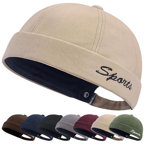YKDLLF Sommer Docker Cap Cotton Docker Cap Seemannsmütze Hafenmütze Original Dockermütze Herren Sommer Brimless Hat Schnelltrocknend Seemannsmütze