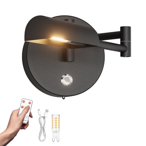 Image of Tipace Black Vintage Wireless Battery Operated Wall Sconces,Rechargeable Cordless Battery Powered LED Wall Lights,Indoor 180Rotate with Remote Control for Bedroom Farmhouse Gallery(Bulb Included)
