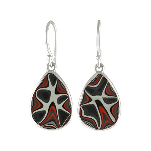 Starborn Red Fordite Earrings In Sterling Silver - Round Pear #TOP15