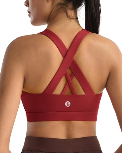 Image of RUNNING GIRL Sports Bras for Women,Padded Strappy Sports Bras Criss-Cross Back Medium Support Sports Bras with Removable Cups