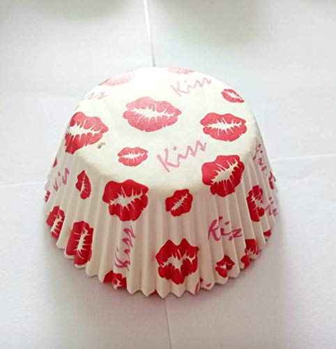 Red Lip Valentines Day Paper Muffin Cupcake Liners Case Baking Cups 100 pcs,Standard Size 2x1.25inch